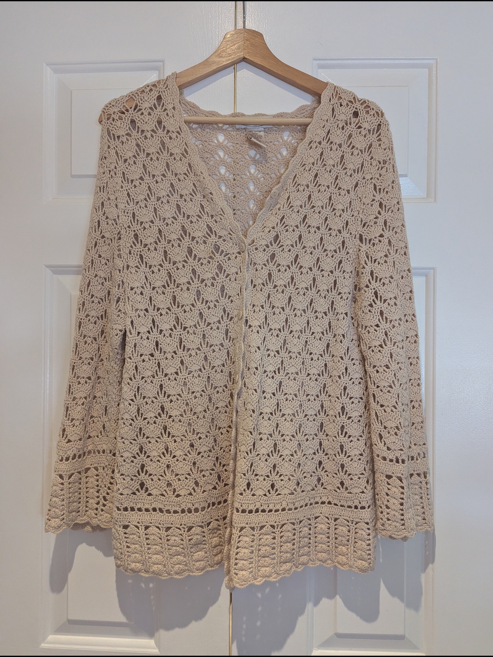 Vintage Northern Reflections Cream Crochet Cardigan Top Cottagecore Fairy Boho